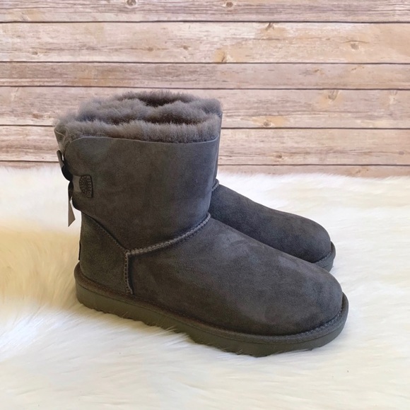UGG Grey Mini Bailey Bow II Boots - Picture 3 of 6